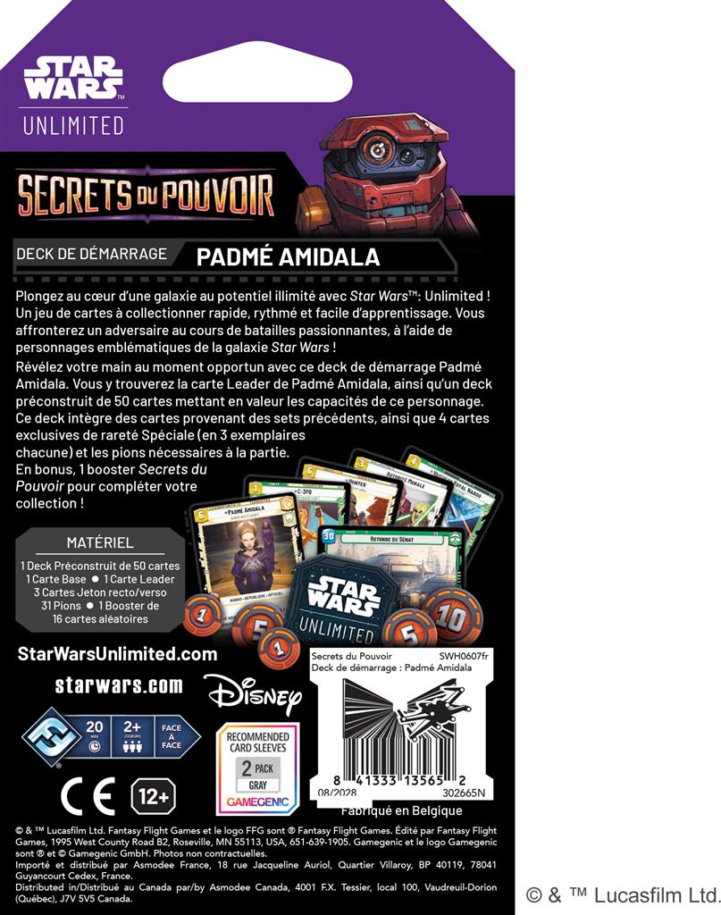 Star Wars Unlimited Deck de Demarrage Set 06 Secrets du Pouvoir Padmé Amidala