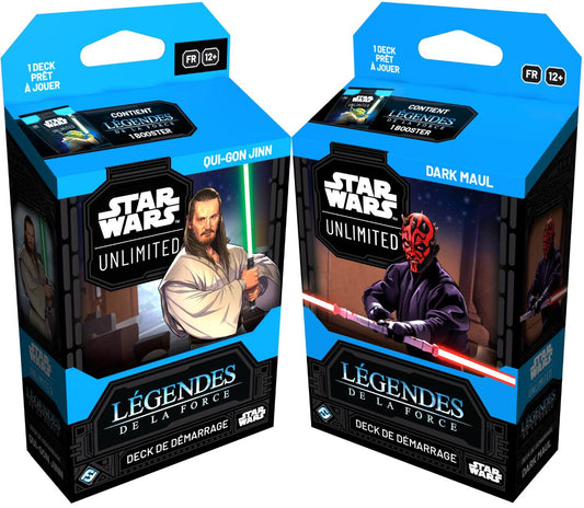 Star Wars Unlimited Lot de 2 Decks de Demarrage  Set 05 Legendes de la Force Qui-Gon Jinn & Dark Maul